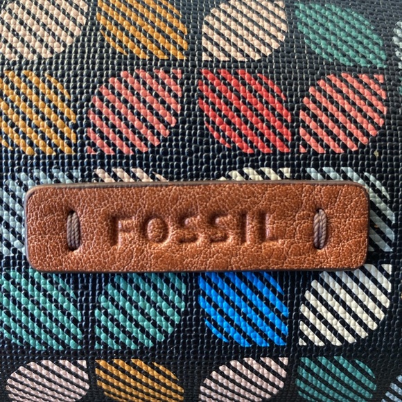 Fossil Rachel Geometric printed PVC Zip VeganTote Multicolor & Key Charm⭐️ - Picture 15 of 17